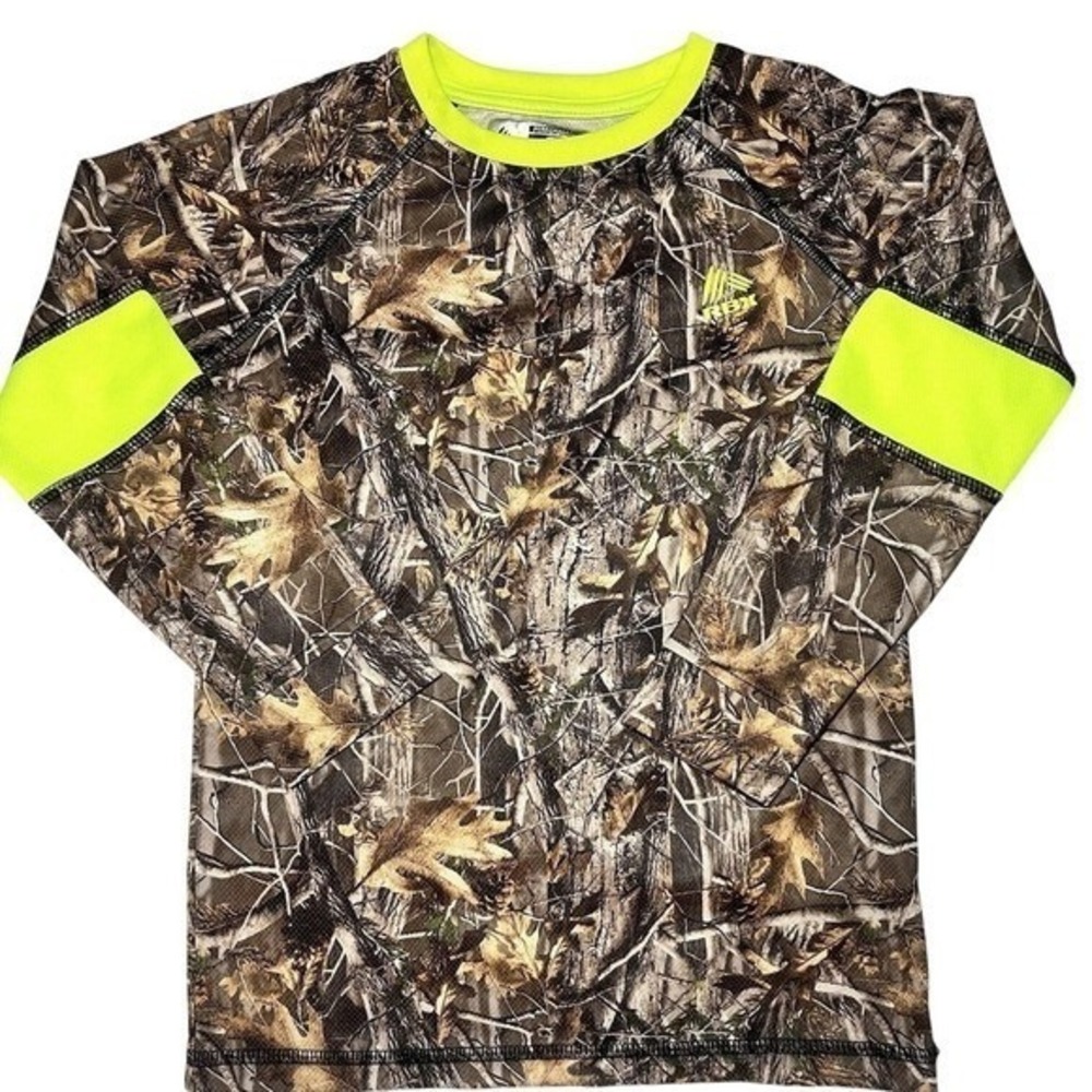 RBX Kids Long Sleeve Shirt Camo Performance Neon Trim Size‎ M 5-6
